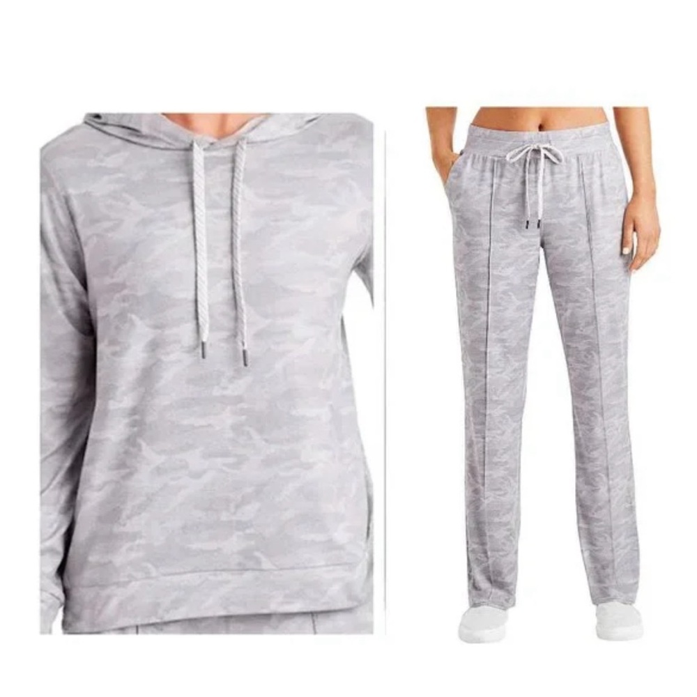 NWT Members Mark Grey Camo Print Hoodie and Sweat Pant Set S